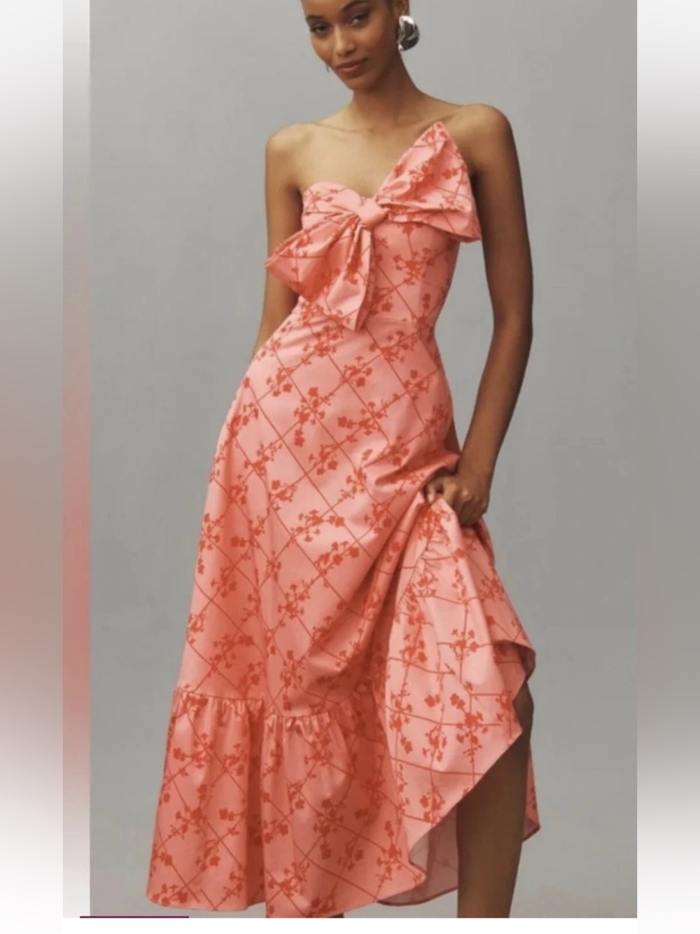 Anthropologie x Hutch Bow Tie Pink Floral Size 4 NWT